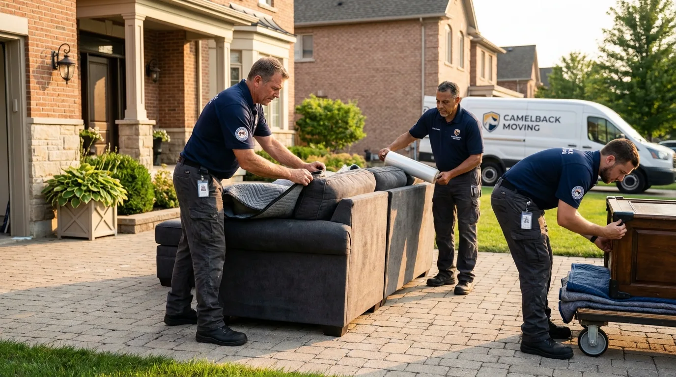 Large estate moving crew wrapping furniture in Alloway, NJ